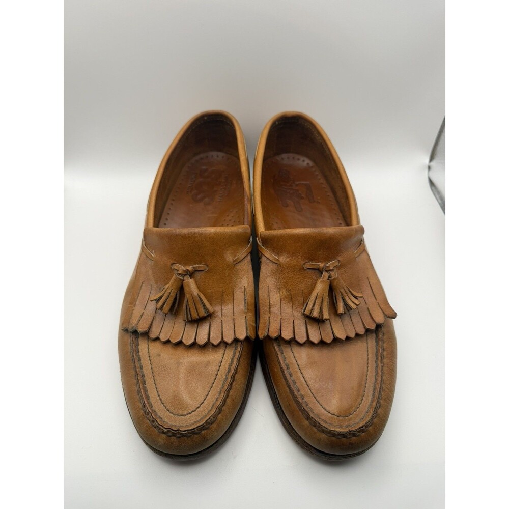 SAS USA Men's Sz 8.5W BROWN TASSLE SLIP ON Loafer Shoes Leather Vintage